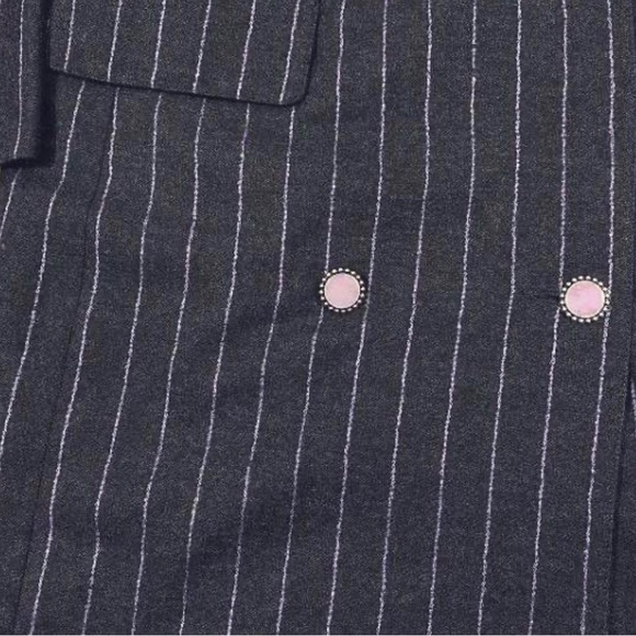 FENDI Vintage VINTAGE Chester Coat Double Breasted Outerwear Striped Pattern - Picture 2 of 6